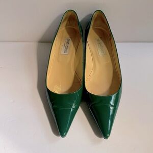 Jimmy Choo London Green Patent Leather Kitten Heels Size 40.5